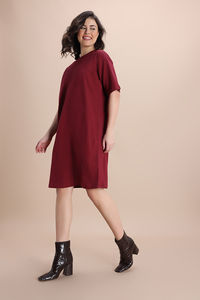 Zivame Knit Cotton Loungewear Dress - New Maroon — thumbnail 3